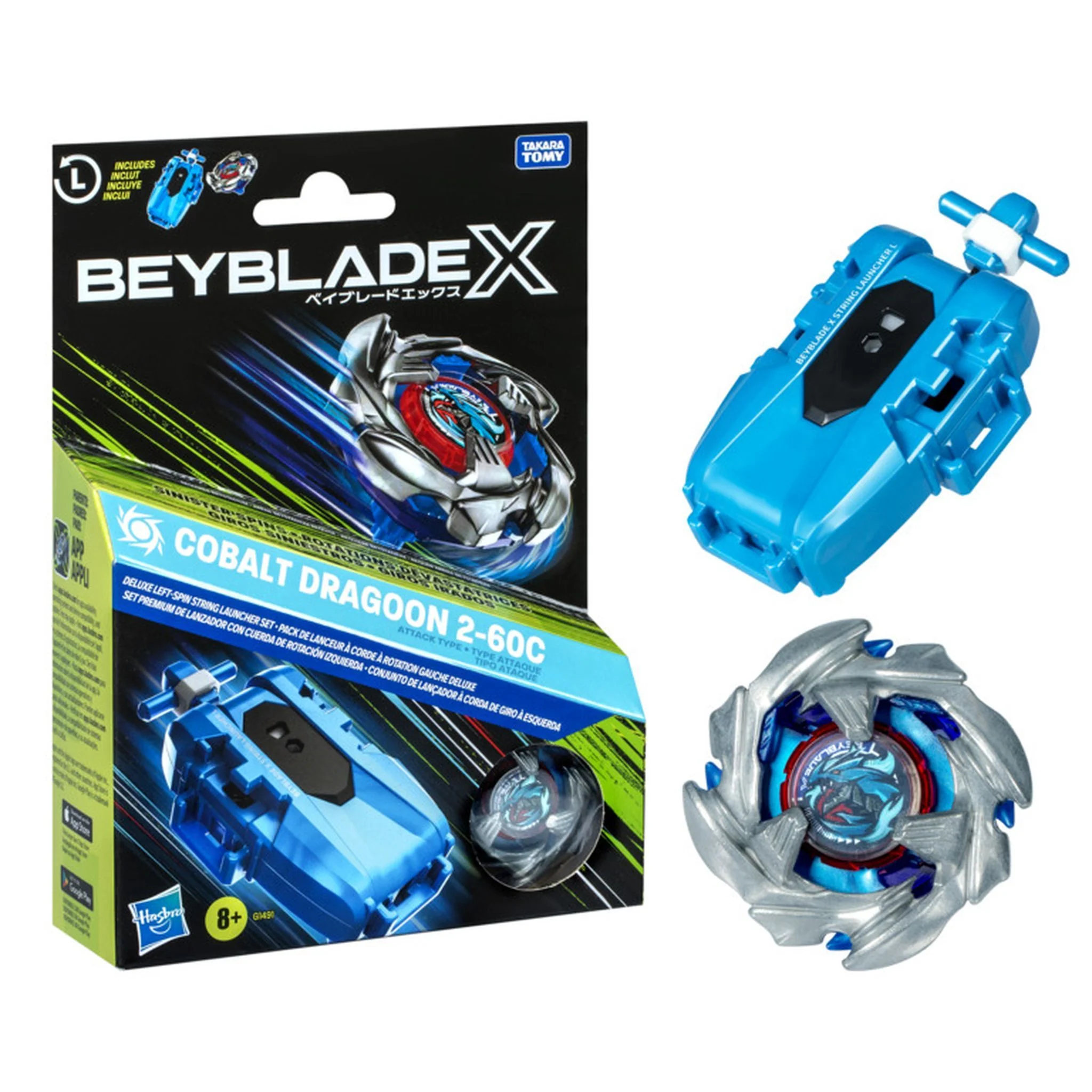 Beyblade X Cobalt Dragoon 2-60C Launcher Set