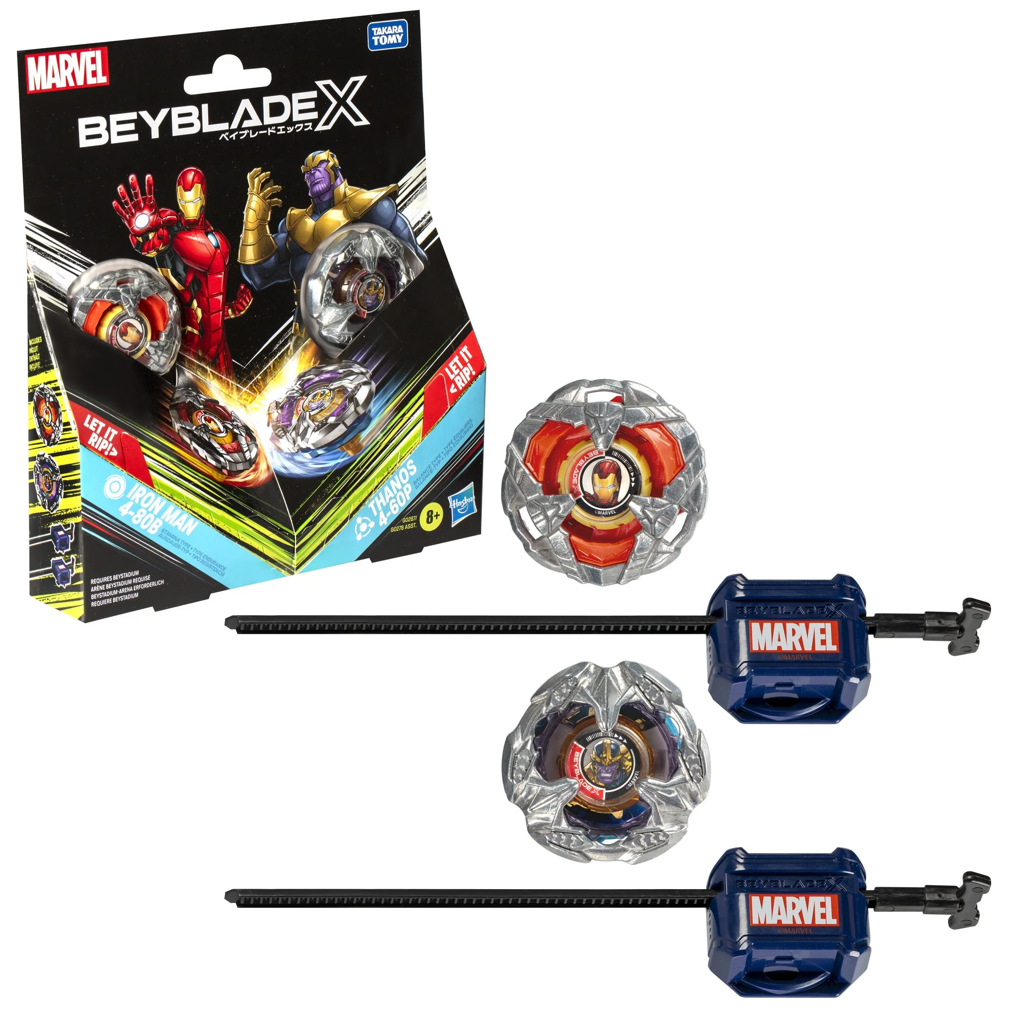 Beyblade X Marvel Iron Man 4-80B vs Thanos 4-60P Dual Pack Set