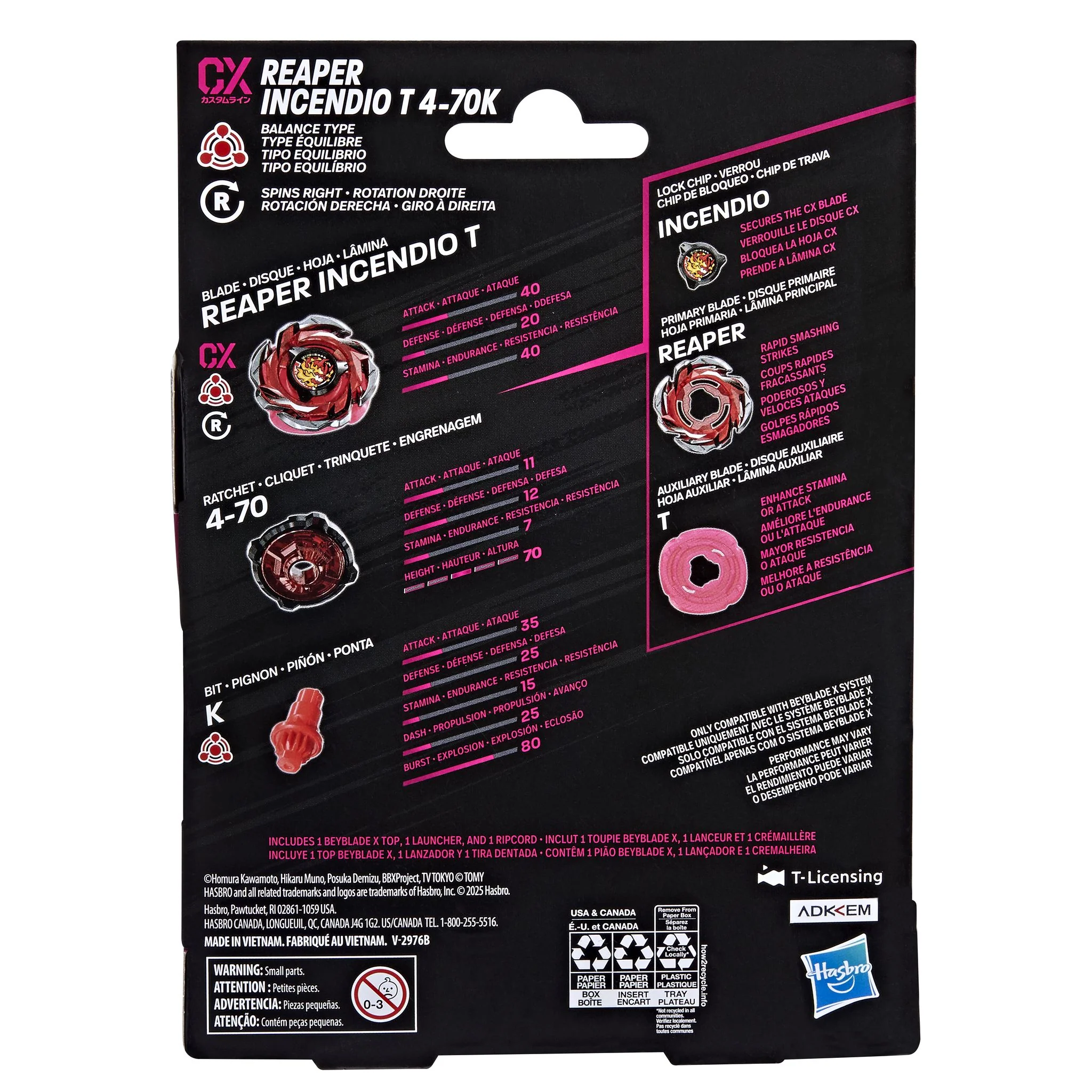 Beyblade X Reaper Incendio T 4-70K CX Starter Pack Set