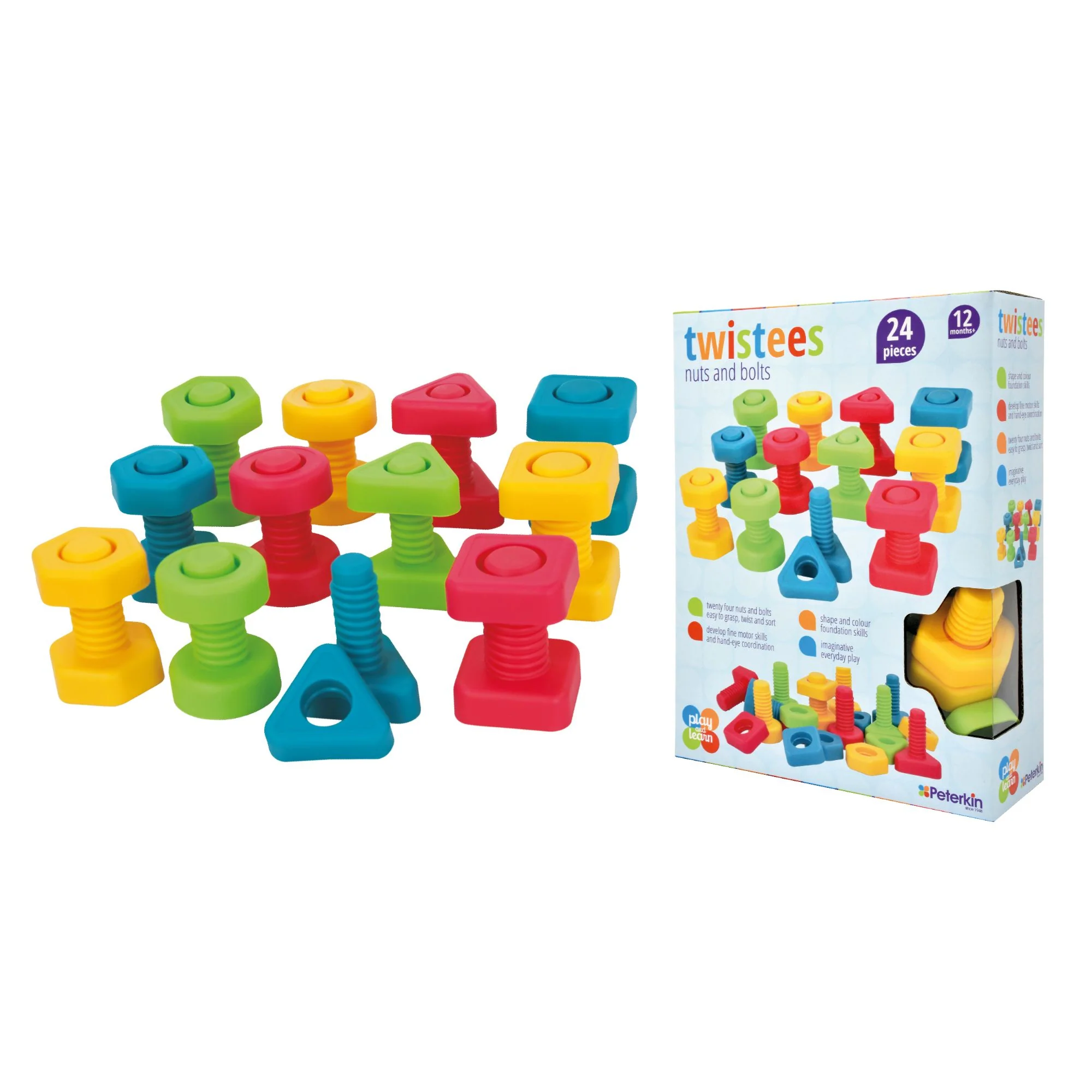 Play And Learn Twistees Nuts And Bolts 24 Pieces