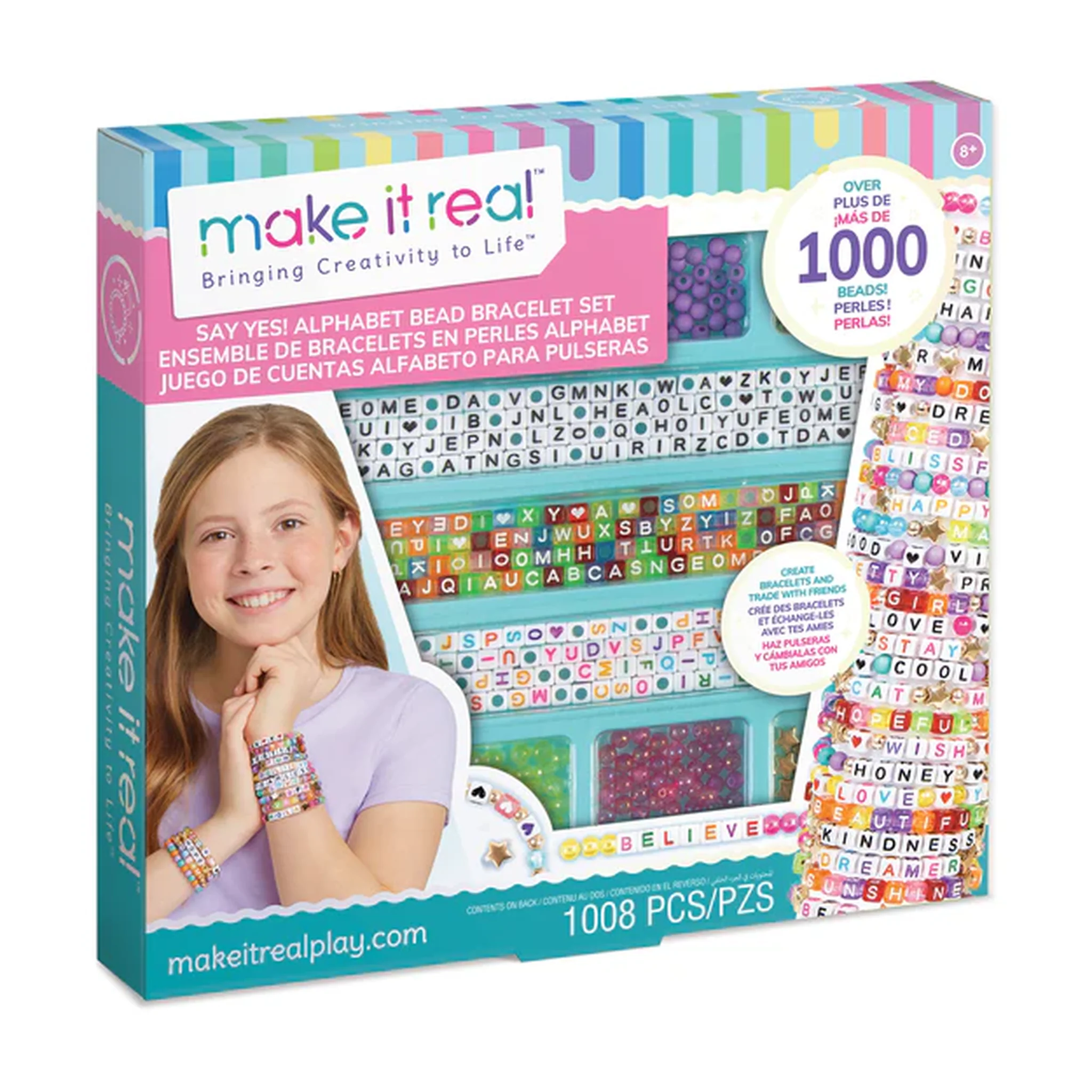 Make It Real Say Yes! Alphabet Bead Bracelet Set