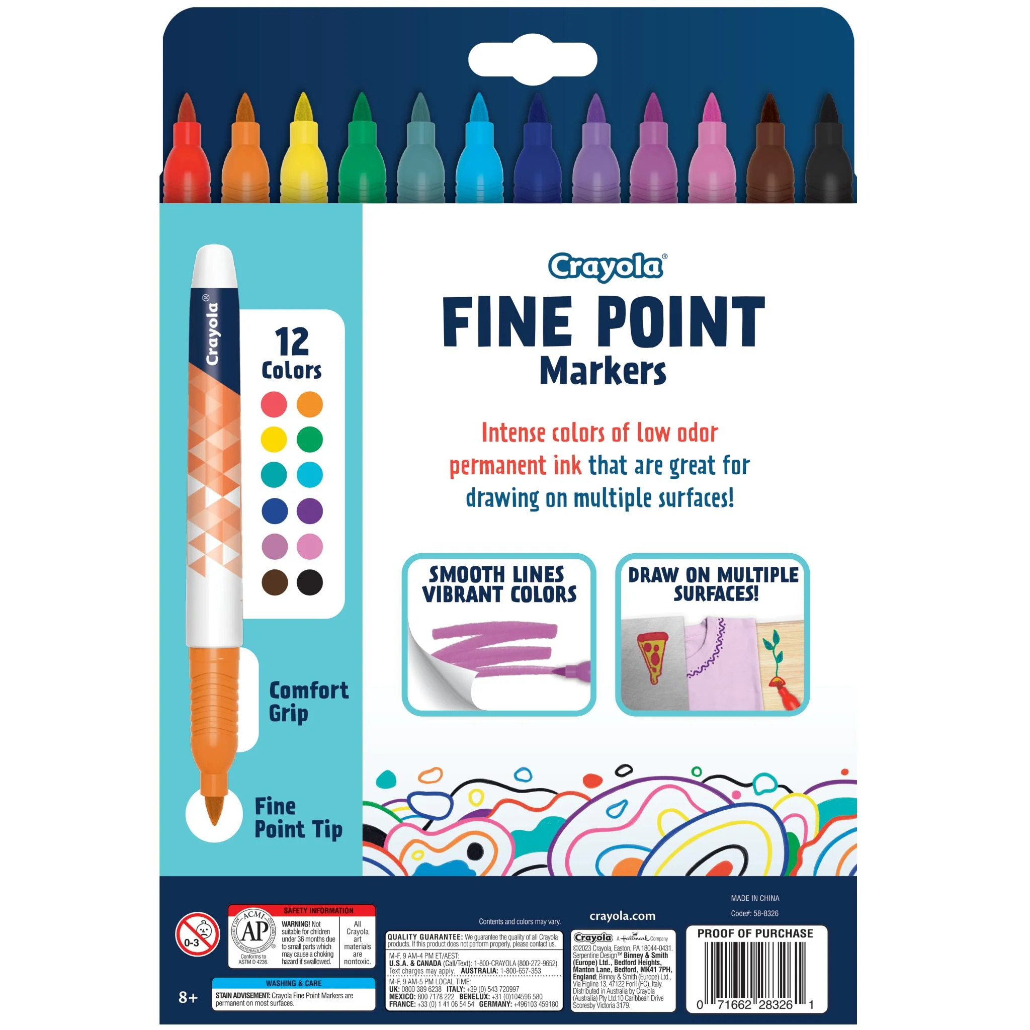 Crayola Doodle & Draw Fine Point Markers 12 Pack
