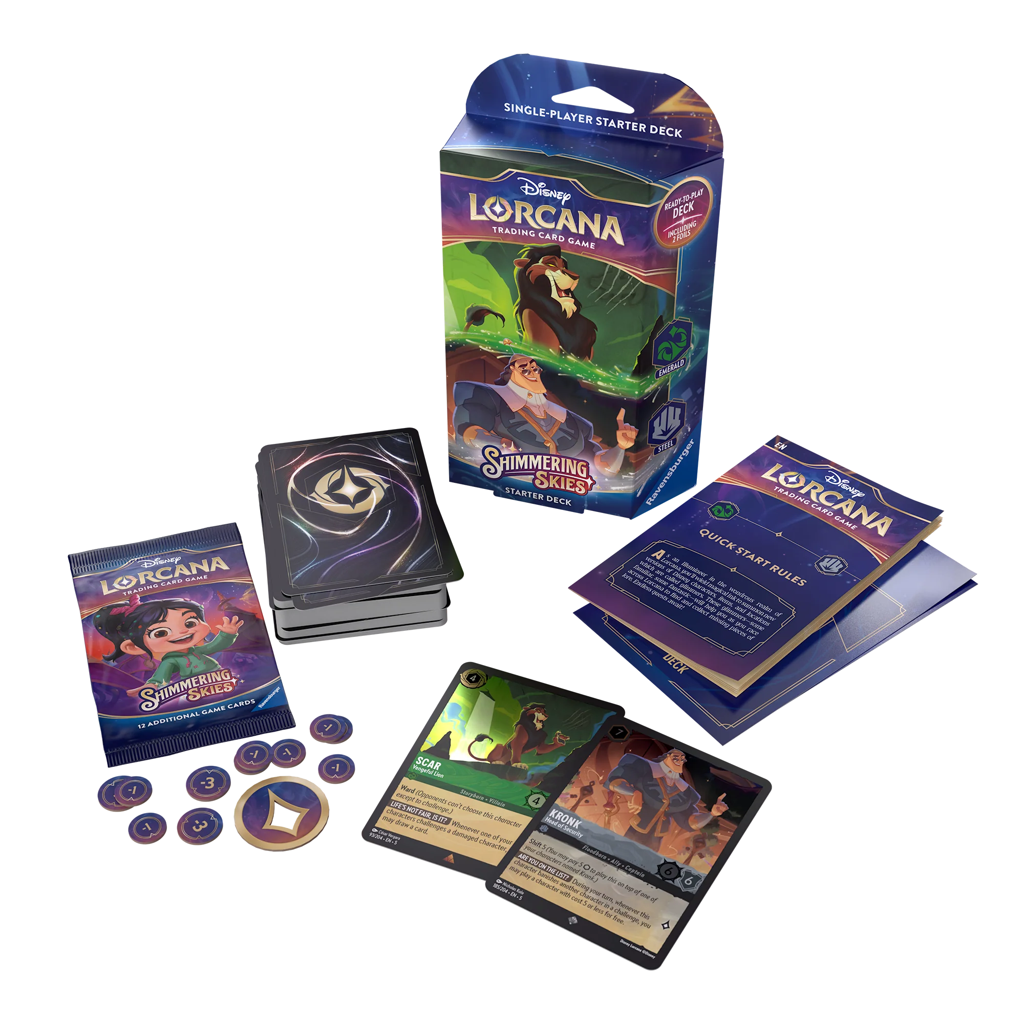 Disney Lorcana TCG S5 Shimmering Skies Starter Deck – Emerald & Steel