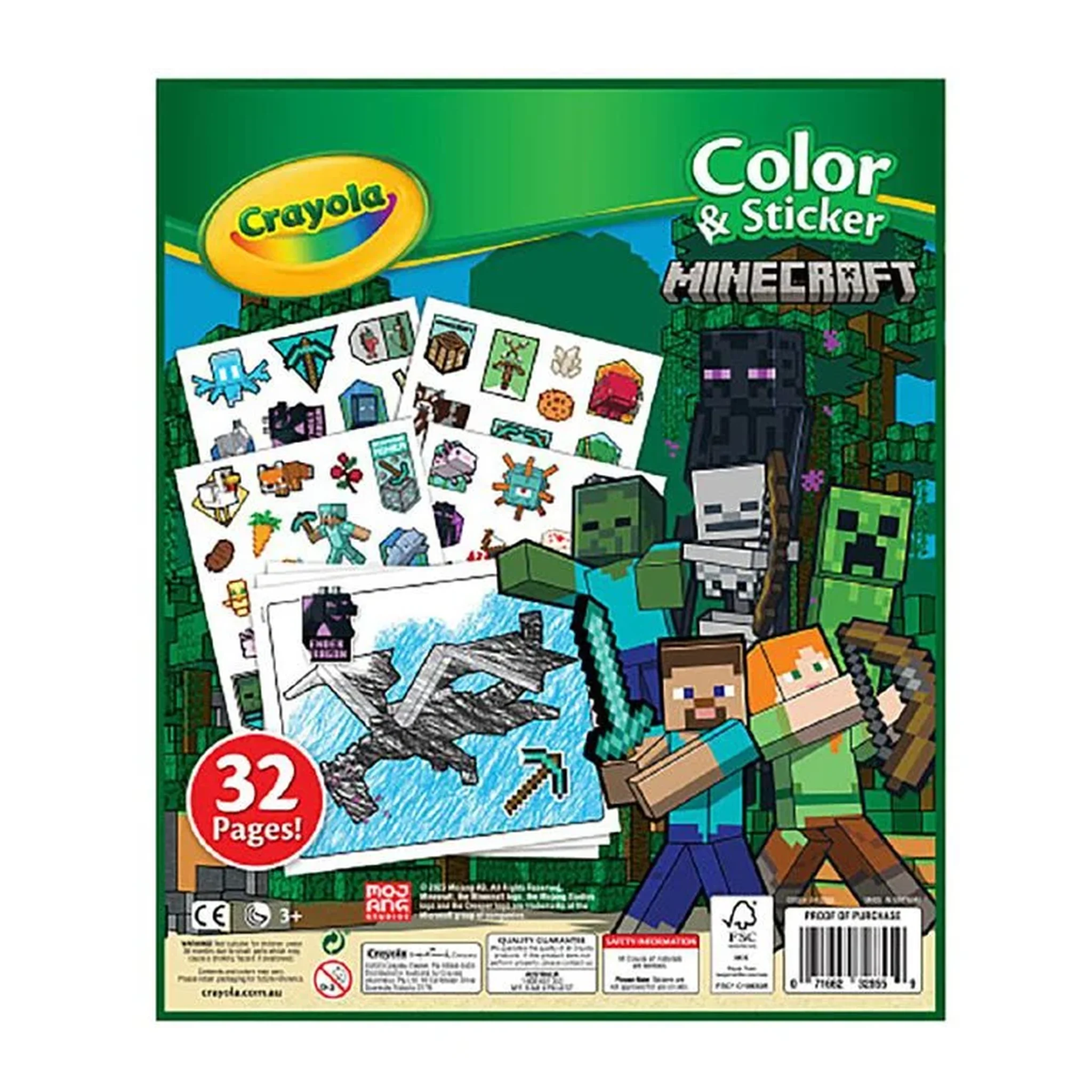 Minecraft Sticker Colering Crayola Color & Sticker Minecraft - Toyworld NZ