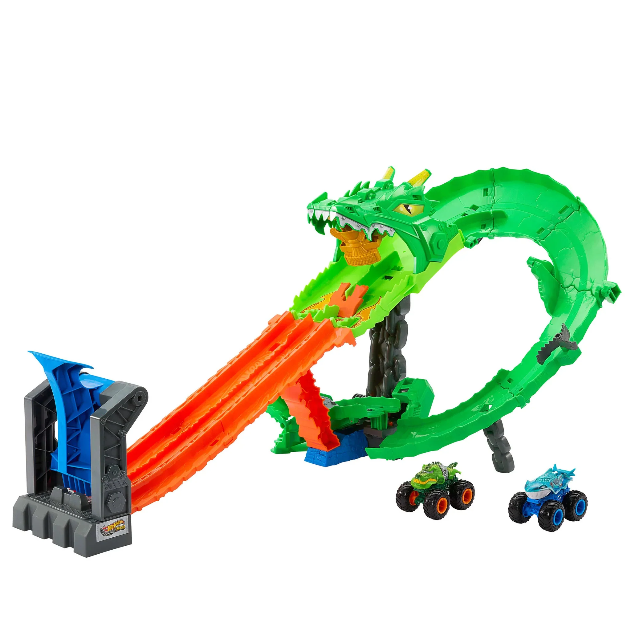 Hot Wheels Monster Trucks Sharks vs. Dinos Dragon Demolition Playset