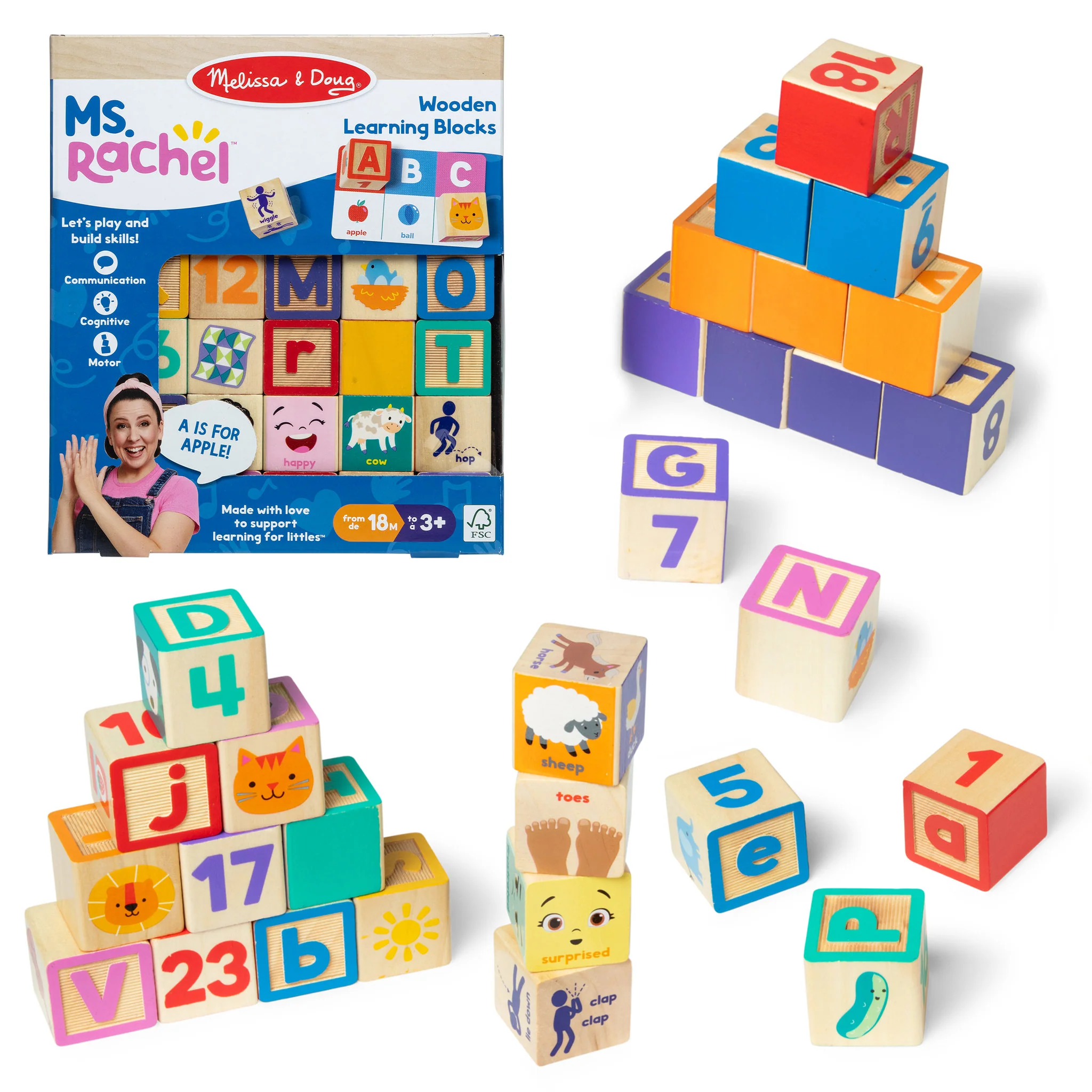 Melissa & Doug Ms Rachel Wooden Learning Blocks